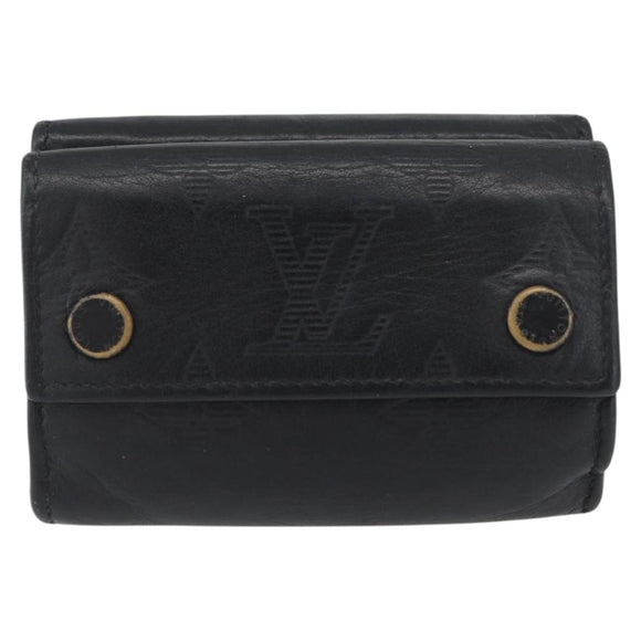 LOUIS VUITTON Monogram Shadow Discovery Compact Wallet Black M67631 Auth BA11519