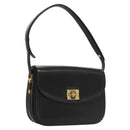 BALLY Shoulder Bag Leather Black Gold Auth BA1153-1