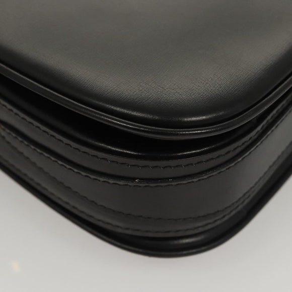 BALLY Shoulder Bag Leather Black Gold Auth BA1153