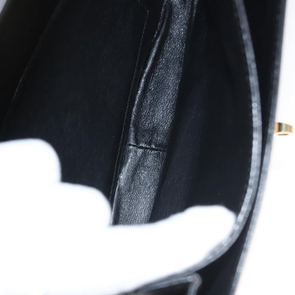 BALLY Shoulder Bag Leather Black Gold Auth BA1153