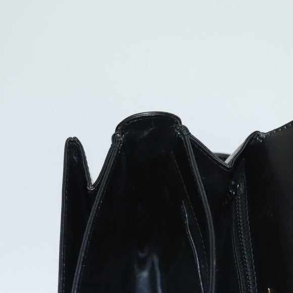 BALLY Shoulder Bag Leather Black Gold Auth BA1153