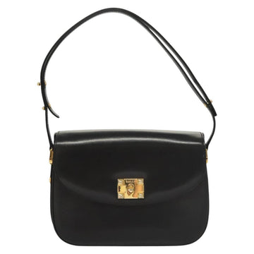 BALLY Shoulder Bag Leather Black Gold Auth BA1153 - 0
