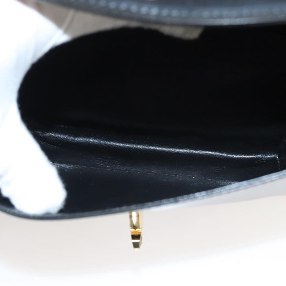 BALLY Shoulder Bag Leather Black Gold Auth BA1153