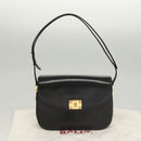 BALLY Shoulder Bag Leather Black Gold Auth BA1153-12