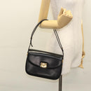 BALLY Shoulder Bag Leather Black Gold Auth BA1153-24