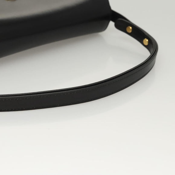 BALLY Shoulder Bag Leather Black Gold Auth BA1153