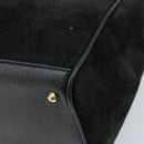 GUCCI Bamboo Hand Bag Suede 2way Black Gold 000 122 0316 Auth BA11541-12