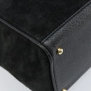 GUCCI Bamboo Hand Bag Suede 2way Black Gold 000 122 0316 Auth BA11541-13