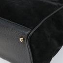 GUCCI Bamboo Hand Bag Suede 2way Black Gold 000 122 0316 Auth BA11541-14
