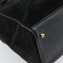 GUCCI Bamboo Hand Bag Suede 2way Black Gold 000 122 0316 Auth BA11541-15