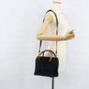 GUCCI Bamboo Hand Bag Suede 2way Black Gold 000 122 0316 Auth BA11541-24