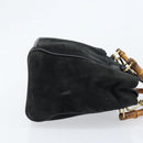 GUCCI Bamboo Hand Bag Suede 2way Black Gold 000 122 0316 Auth BA11541-4