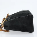 GUCCI Bamboo Hand Bag Suede 2way Black Gold 000 122 0316 Auth BA11541-5
