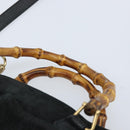 GUCCI Bamboo Hand Bag Suede 2way Black Gold 000 122 0316 Auth BA11541-8