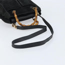 GUCCI Bamboo Hand Bag Suede 2way Black Gold 000 122 0316 Auth BA11541-9