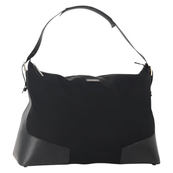 GUCCI Shoulder Bag Canvas Black Silver Auth BA11545