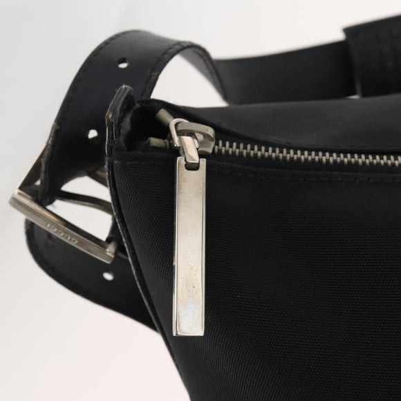 GUCCI Shoulder Bag Canvas Black Silver Auth BA11545