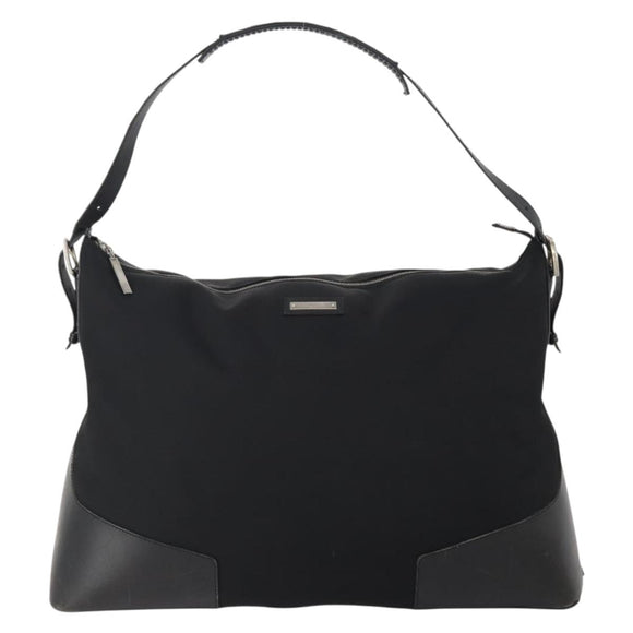 GUCCI Shoulder Bag Canvas Black Silver Auth BA11545