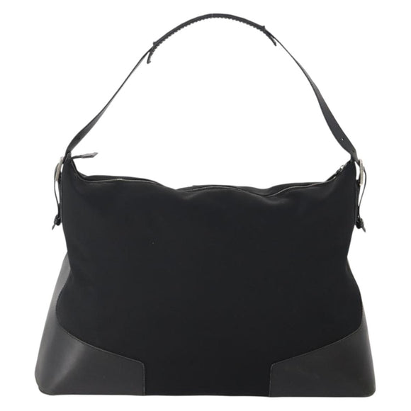 GUCCI Shoulder Bag Canvas Black Silver Auth BA11545