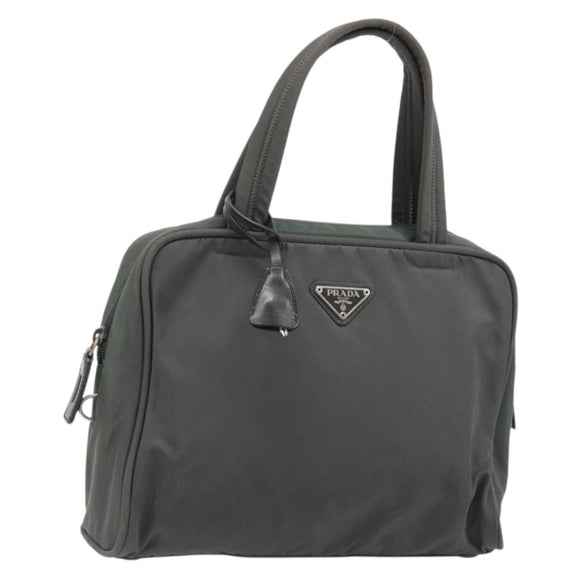 PRADA Hand Bag Nylon Gray Silver Auth BA11546