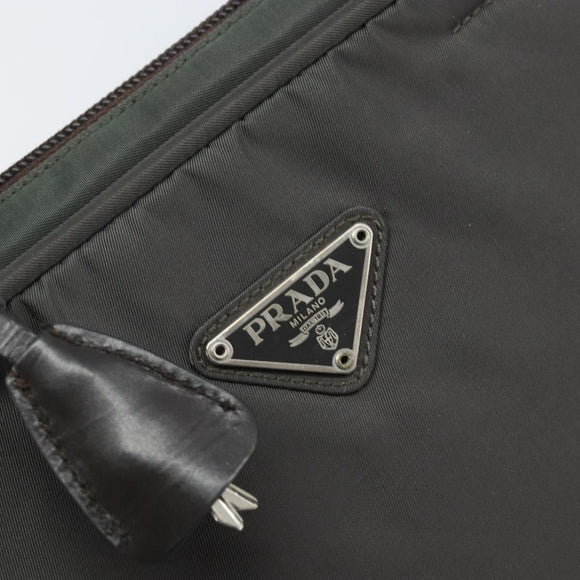 PRADA Hand Bag Nylon Gray Silver Auth BA11546