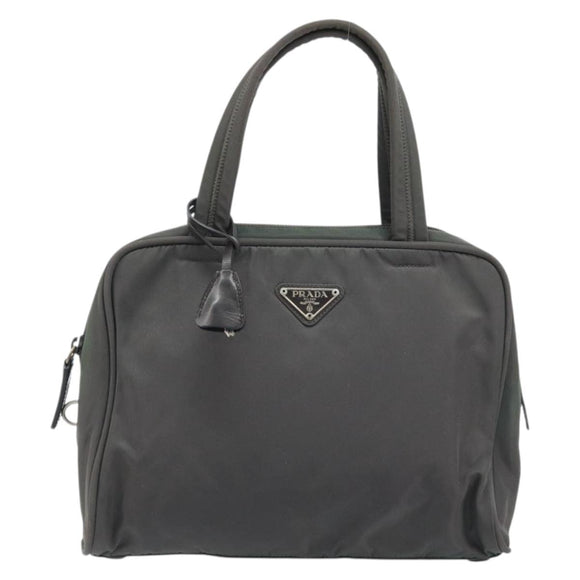 PRADA Hand Bag Nylon Gray Silver Auth BA11546