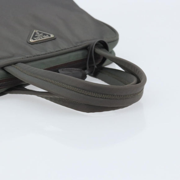 PRADA Hand Bag Nylon Gray Silver Auth BA11546
