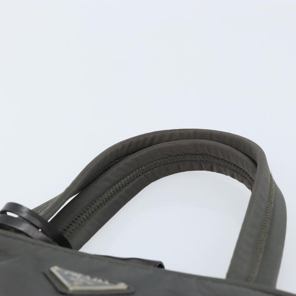 PRADA Hand Bag Nylon Gray Silver Auth BA11546