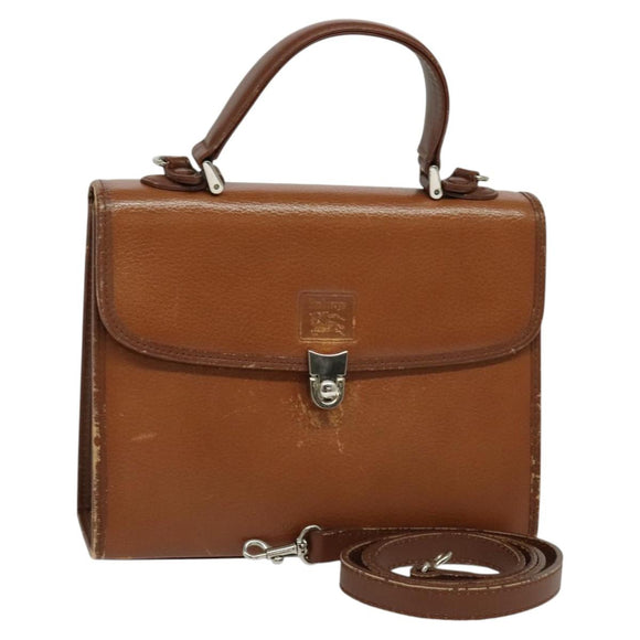 Burberrys Hand Bag Leather 2way Brown Auth BA1155
