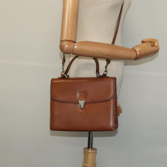 Burberrys Hand Bag Leather 2way Brown Auth BA1155