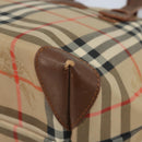 Burberrys Nova Check Hand Bag Canvas Brown Gold Auth BA11552-9