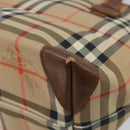 Burberrys Nova Check Hand Bag Canvas Brown Gold Auth BA11552-15