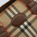 Burberrys Nova Check Hand Bag Canvas Brown Gold Auth BA11552-17