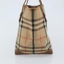 Burberrys Nova Check Hand Bag Canvas Brown Gold Auth BA11552-3