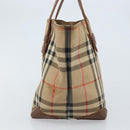 Burberrys Nova Check Hand Bag Canvas Brown Gold Auth BA11552-4