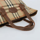 Burberrys Nova Check Hand Bag Canvas Brown Gold Auth BA11552-7