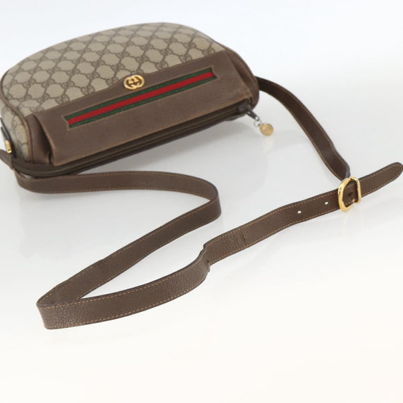 GUCCI GG Supreme Web Sherry Line Bag PVC Beige Gold 001 115 0918 Auth BA11553