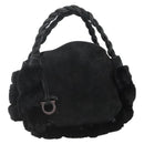 Salvatore Ferragamo Hand Bag Suede Black Silver Auth BA11561-1