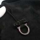 Salvatore Ferragamo Hand Bag Suede Black Silver Auth BA11561-10