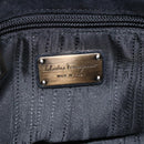 Salvatore Ferragamo Hand Bag Suede Black Silver Auth BA11561-17