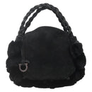 Salvatore Ferragamo Hand Bag Suede Black Silver Auth BA11561-13