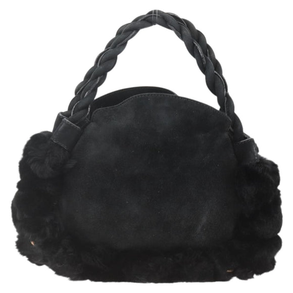 Salvatore Ferragamo Hand Bag Suede Black Silver Auth BA11561