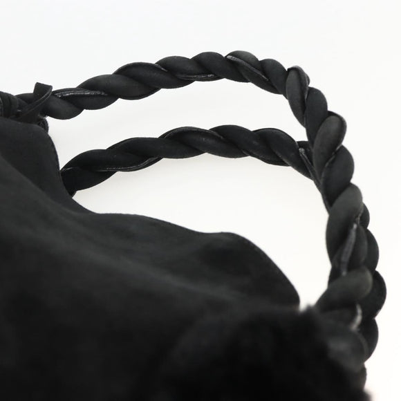 Salvatore Ferragamo Hand Bag Suede Black Silver Auth BA11561