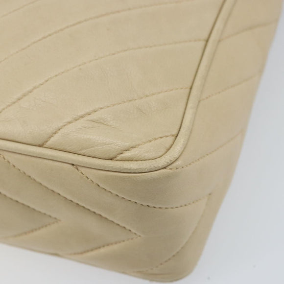 CHANEL Shoulder Bag Lamb Skin Beige Gold CC Auth BA11562A