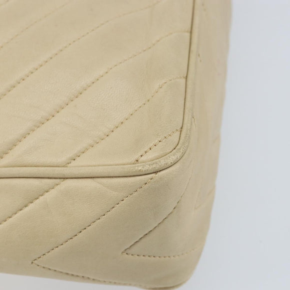 CHANEL Shoulder Bag Lamb Skin Beige Gold CC Auth BA11562A