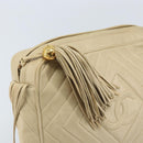 CHANEL Shoulder Bag Lamb Skin Beige Gold CC Auth BA11562A-17