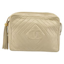 CHANEL Shoulder Bag Lamb Skin Beige Gold CC Auth BA11562A-13