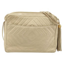 CHANEL Shoulder Bag Lamb Skin Beige Gold CC Auth BA11562A-2