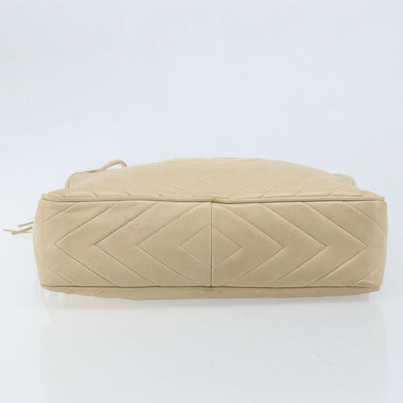 CHANEL Shoulder Bag Lamb Skin Beige Gold CC Auth BA11562A