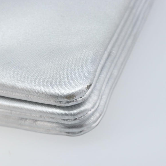 CELINE Shoulder Bag Leather Silver Auth BA11569